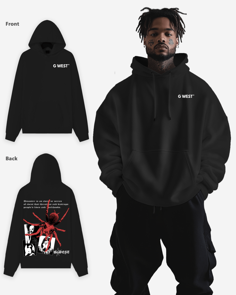 G West Mens Big Spider Oversize Hoodie