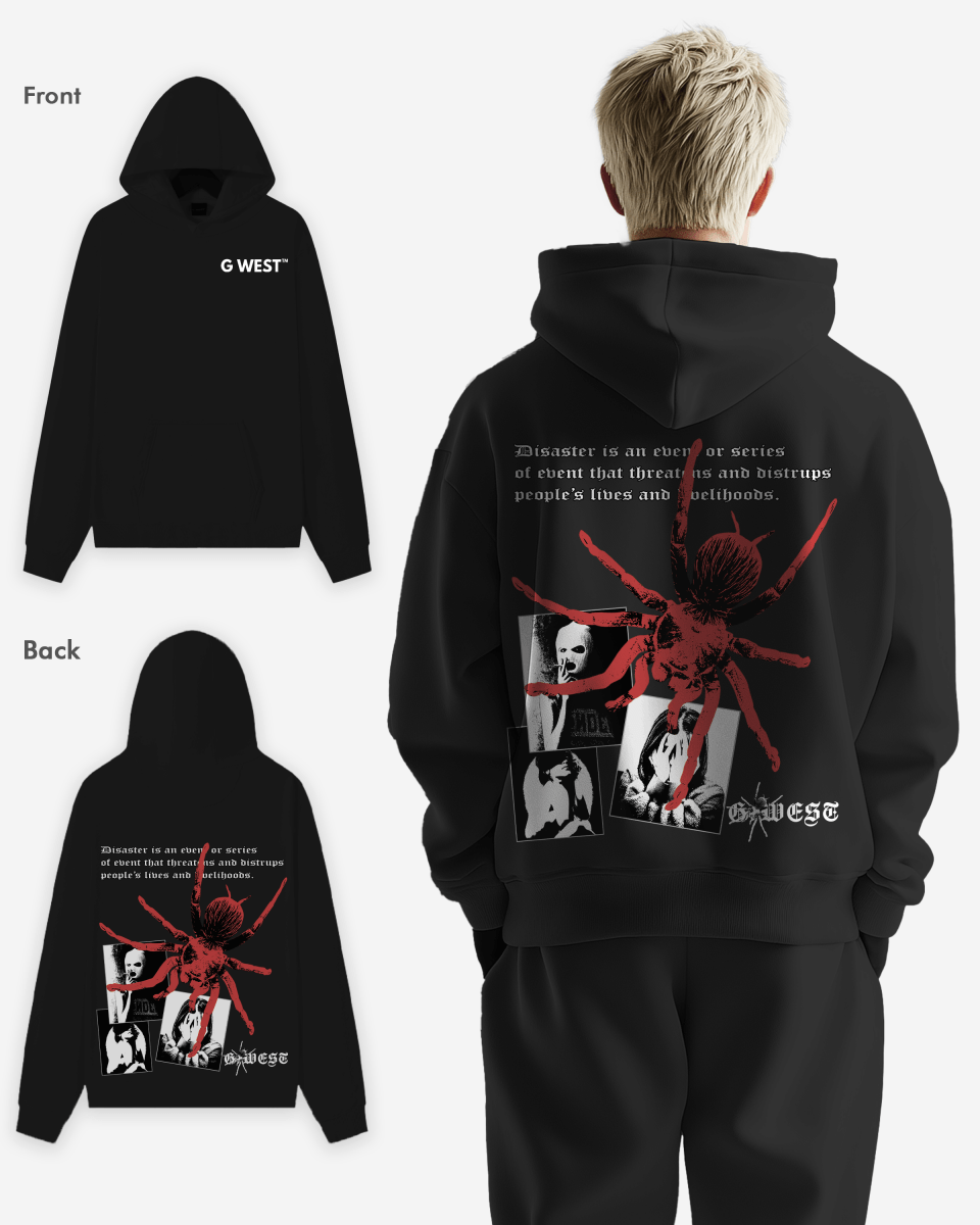 G West Mens Big Spider Oversize Hoodie